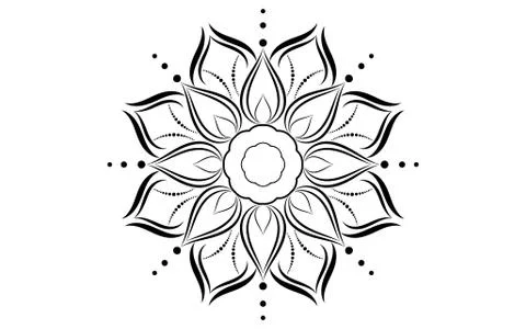 Circle pattern petal flower of mandala with black and white,Vector floral man Stock Illustration