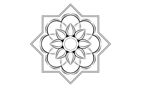Circle pattern petal flower of mandala with black and white,Vector floral man 스톡 일러스트