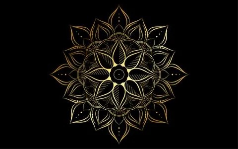 Circle pattern petal flower of mandala with gold color,Vector floral mandala  Stock Illustration
