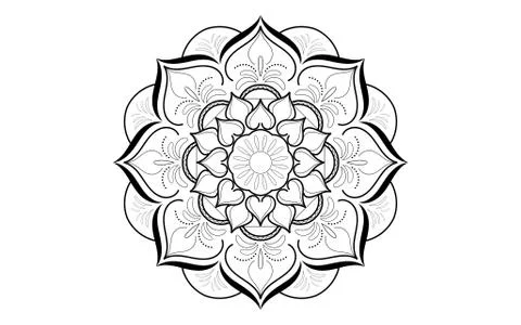 Circle pattern petal flower of mandala with black and white,Vector floral man Stock Illustration