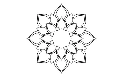 Circle pattern petal flower of mandala with black and white,Vector floral man Stock Illustration