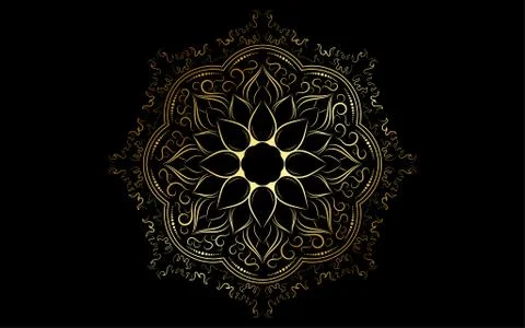 Circle pattern petal flower of mandala with gold color,Vector floral mandala  Stock Illustration
