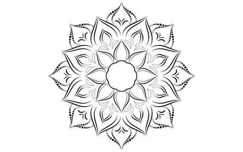 Circle pattern petal flower of mandala with black and white,Vector floral man Illustrazione stock