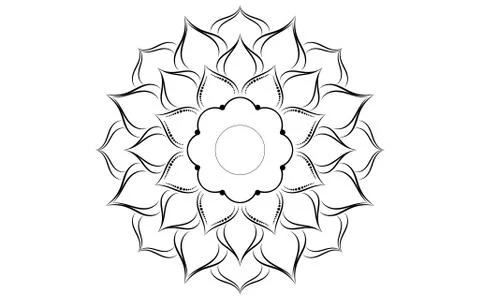 Circle pattern petal flower of mandala with black and white,Vector floral man Stock Illustration