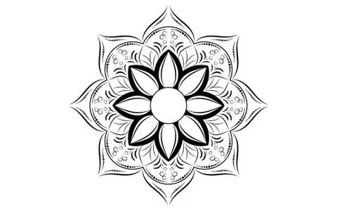 Circle pattern petal flower of mandala with black and white,Vector floral man Stock Illustration