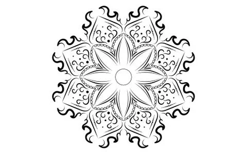 Circle pattern petal flower of mandala with black and white,Vector floral man Illustrazione stock