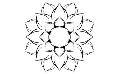 Circle pattern petal flower of mandala with black and white,Vector floral man Stock Illustration