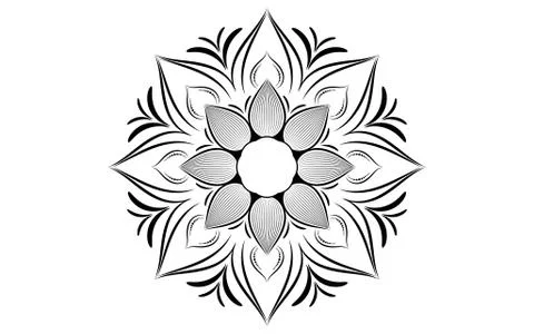 Circle pattern petal flower of mandala with black and white,Vector floral man Stock Illustration