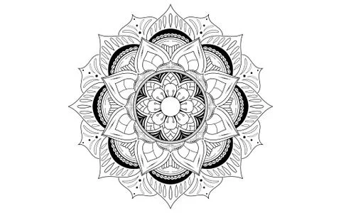 Circle pattern petal flower of mandala with black and white,Vector floral man Stock Illustration