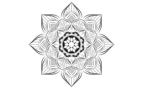 Circle pattern petal flower of mandala with black and white,Vector floral man Stock Illustration