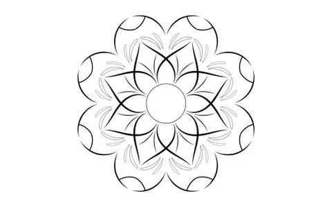 Circle pattern petal flower of mandala with black and white,Vector floral man Stock Illustration