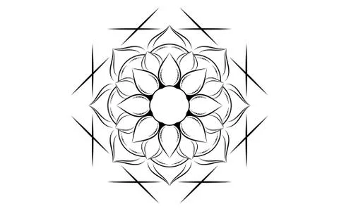 Circle pattern petal flower of mandala with black and white,Vector floral man Stock Illustration