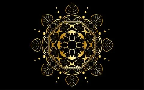 Circle pattern petal flower of mandala with gold color,Vector floral mandala  Stock Illustration