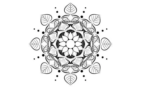 Circle pattern petal flower of mandala with black and white,Vector floral man 스톡 일러스트