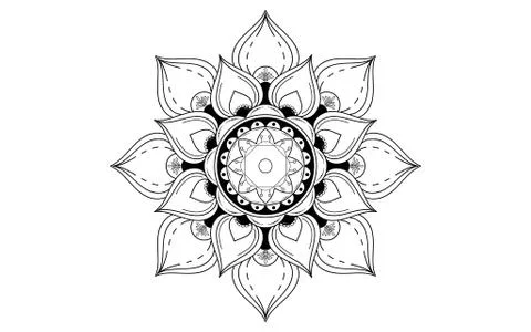 Circle pattern petal flower of mandala with black and white,Vector floral man Stock Illustration