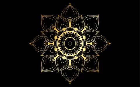 Circle pattern petal flower of mandala with gold color,Vector floral mandala  Stock Illustration