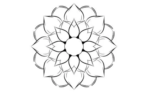 Circle pattern petal flower of mandala with black and white,Vector floral man Stock Illustration