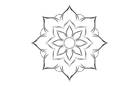 Circle pattern petal flower of mandala with black and white,Vector floral man Stock Illustration