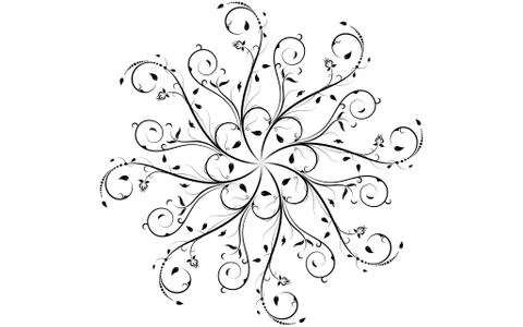 Circle pattern petal flower of mandala with black and white,Vector floral man Stock Illustration