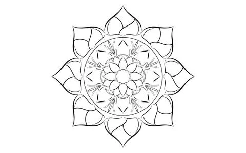 Circle pattern petal flower of mandala with black and white,Vector floral man 스톡 일러스트