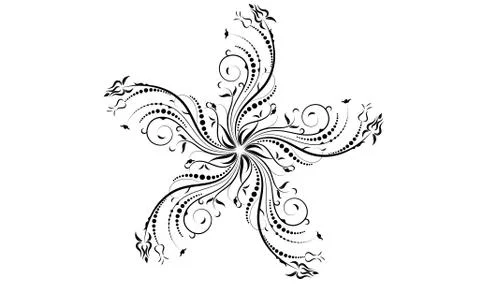 Circle pattern petal flower of mandala with black and white,Vector floral man Stock Illustration