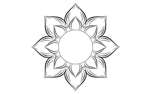 Circle pattern petal flower of mandala with black and white,Vector floral man Stock Illustration