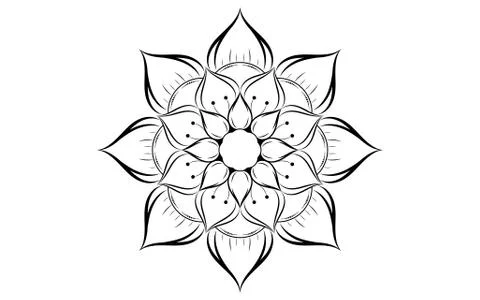 Circle pattern petal flower of mandala with black and white,Vector floral man Stock Illustration
