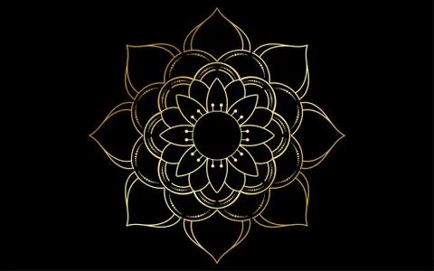 Circle pattern petal flower of mandala with gold color,Vector floral mandala  Stock Illustration