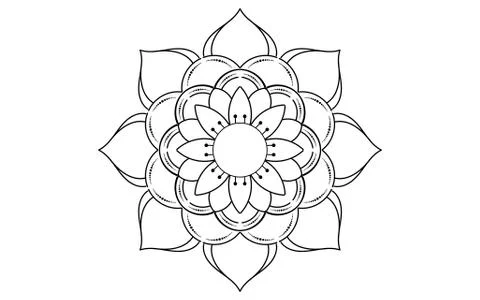 Circle pattern petal flower of mandala with black and white,Vector floral man Stock Illustration