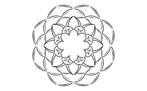 Circle pattern petal flower of mandala with black and white,Vector floral man Stock Illustration