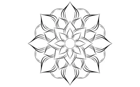 Circle pattern petal flower of mandala with black and white,Vector floral man Stock Illustration