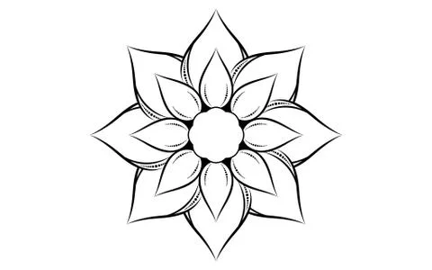 Circle pattern petal flower of mandala with black and white,Vector floral man Illustrazione stock