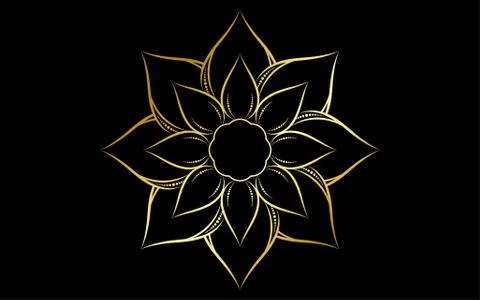 Circle pattern petal flower of mandala with gold color,Vector floral mandala  Stock Illustration
