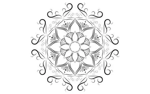 Circle pattern petal flower of mandala with black and white,Vector floral man Illustrazione stock