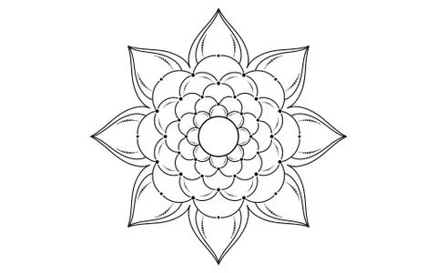 Circle pattern petal flower of mandala with black and white,Vector floral man Stock Illustration
