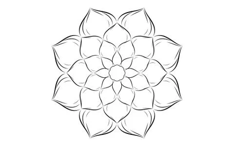 Circle pattern petal flower of mandala with black and white,Vector floral man Stock Illustration