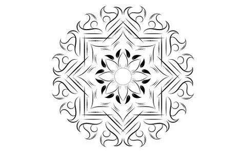 Circle pattern petal flower of mandala with black and white,Vector floral man Illustrazione stock