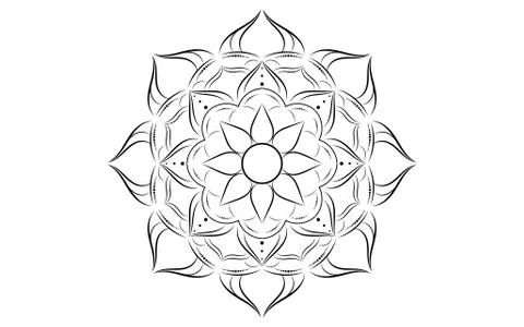 Circle pattern petal flower of mandala with black and white,Vector floral man Stock Illustration
