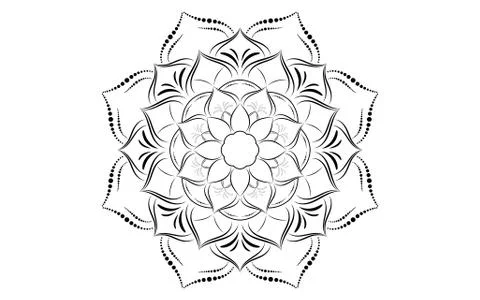 Circle pattern petal flower of mandala with black and white,Vector floral man 스톡 일러스트