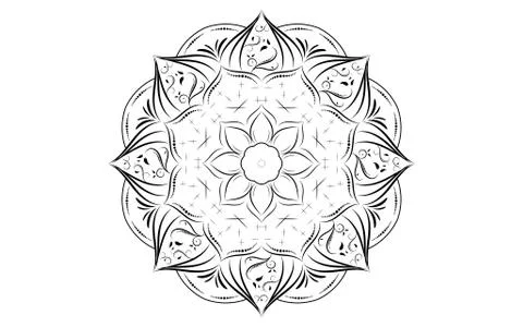 Circle pattern petal flower of mandala with black and white,Vector floral man Stock Illustration