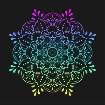 Circle pattern petal flower of mandala with black and white,Vector floral man 스톡 일러스트