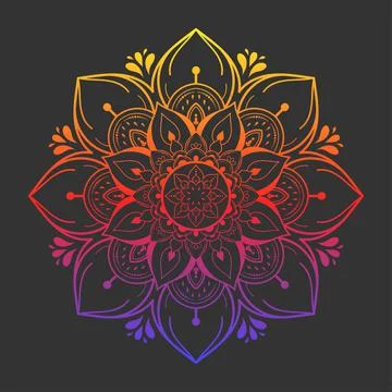 Circle pattern petal flower of mandala with black and white,Vector floral man Stock Illustration