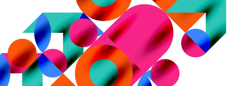 Circle pattern, round elements with lines and arrows composition for wallpaper Stock Illustration