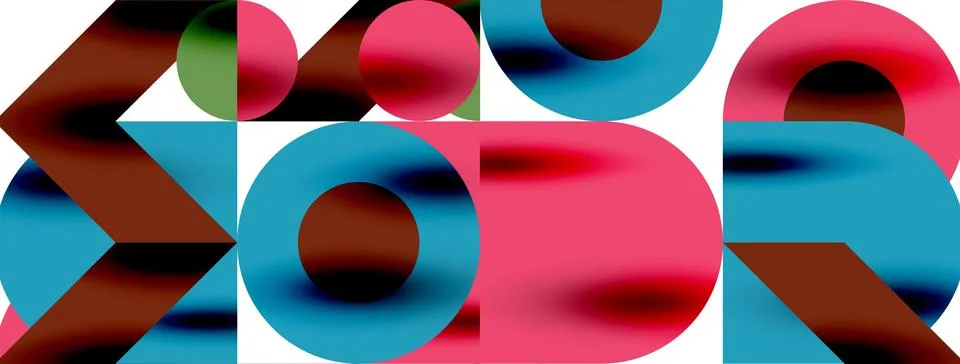 Circle pattern, round elements with lines and arrows composition for wallpaper Stock Illustration