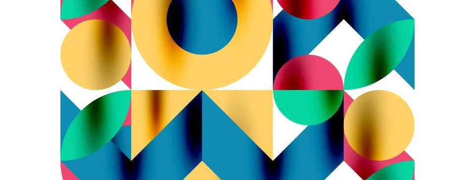 Circle pattern, round elements with lines and arrows composition for wallpaper Illustrazione stock