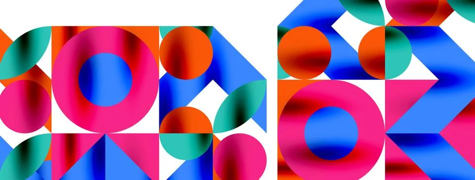 Circle pattern, round elements with lines and arrows composition for wallpaper Stock Illustration