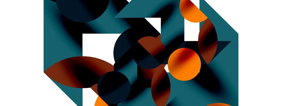 Circle pattern, round elements with lines and arrows composition for wallpaper Illustrazione stock