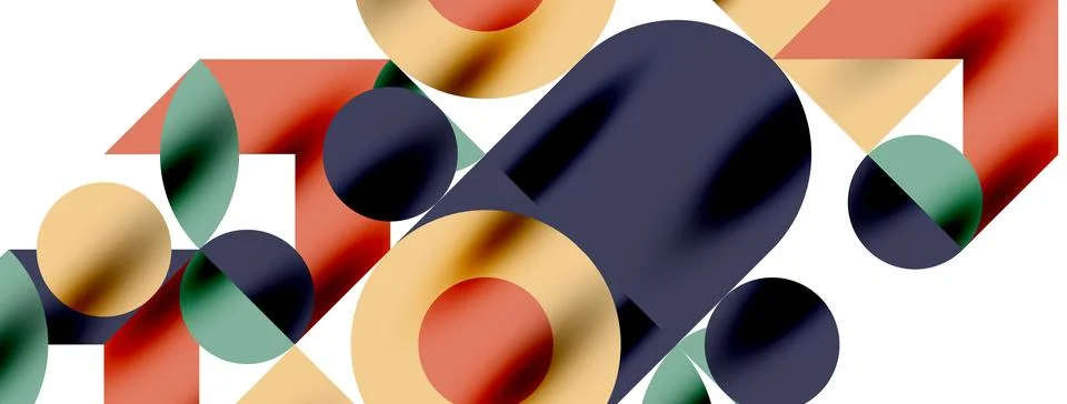 Circle pattern, round elements with lines and arrows composition for wallpaper Stock Illustration