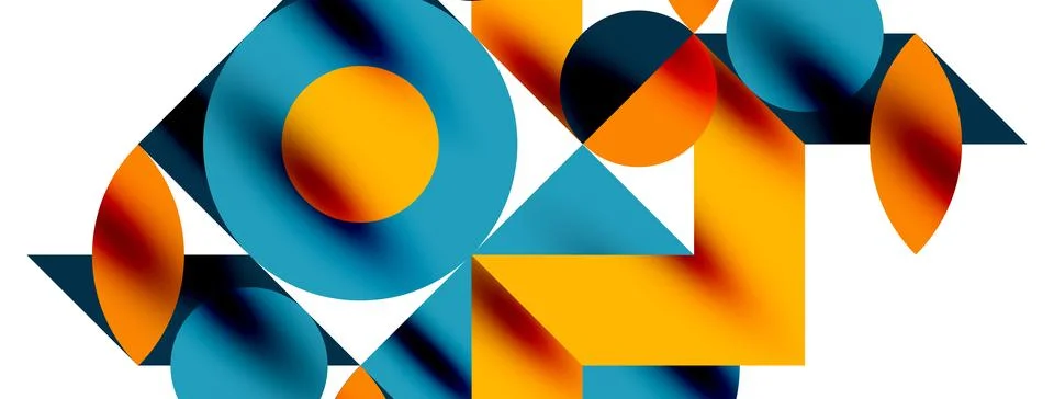 Circle pattern, round elements with lines and arrows composition for wallpaper Stock Illustration