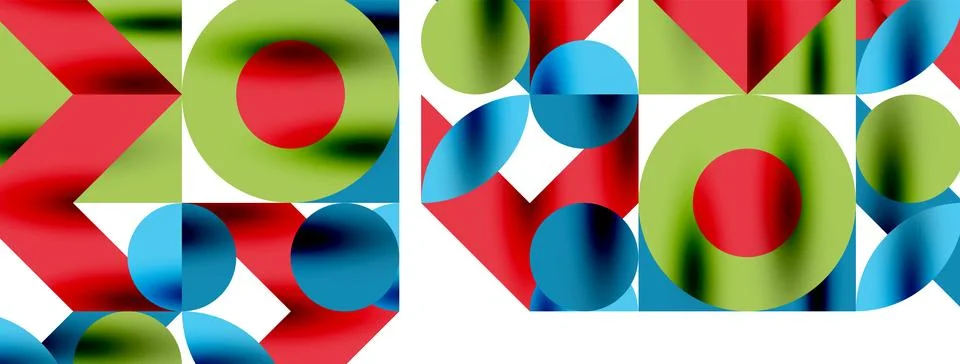 Circle pattern, round elements with lines and arrows composition for wallpaper Illustrazione stock